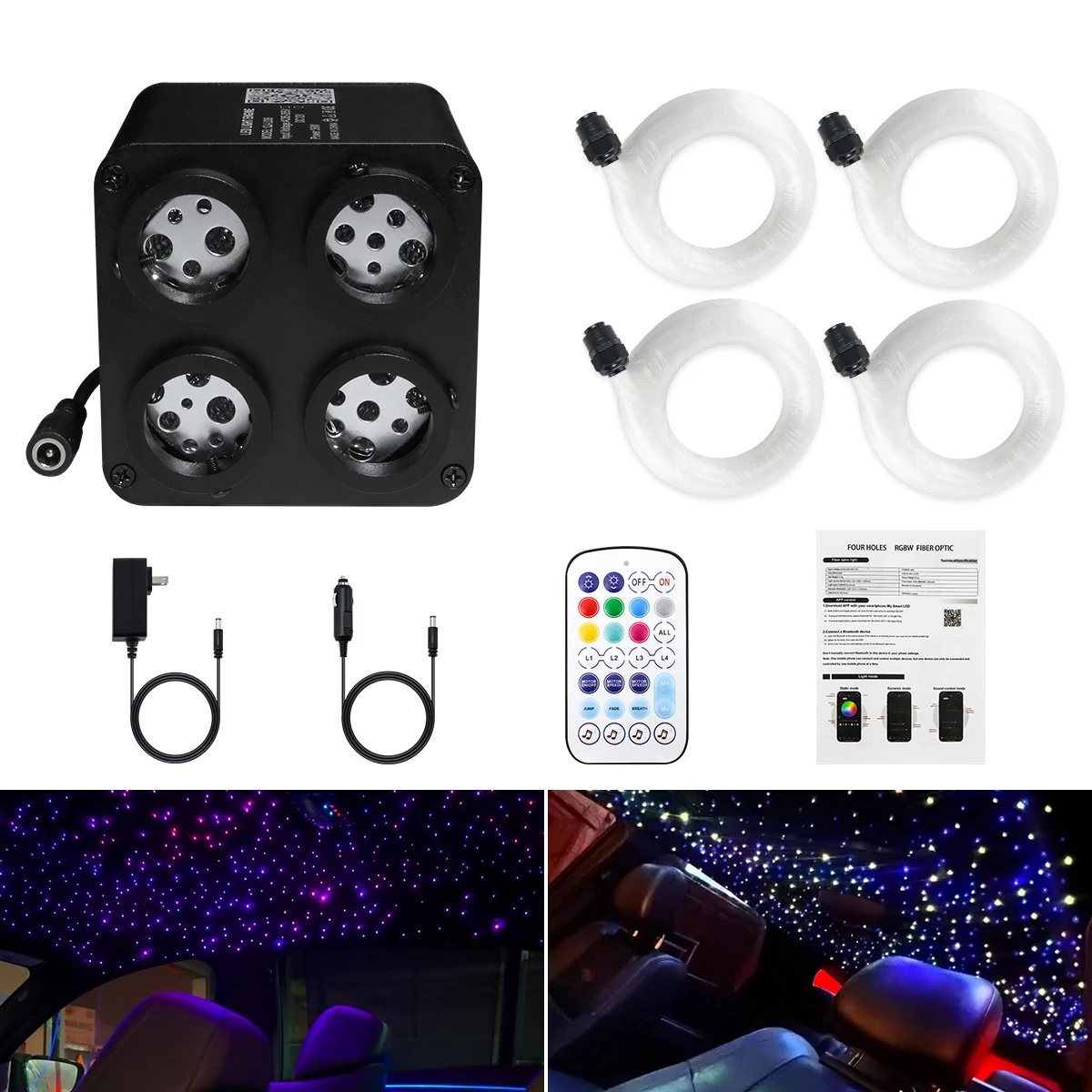 36w fiber optic flashing light, 4 colors, starry sky light, app remote control, car home fiber optic light RGBW, starry sky deco 36w fiber optic flashing light, 4 colors, starry sky light, app remote control, car home fiber optic light RGBW, starry sky deco