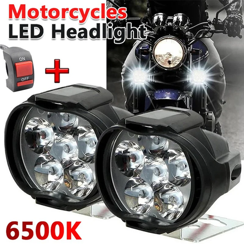 2pcs Motorcycle Headlight 6 LED Lights White SpotLights Electric Vehicle Scooters Lamp High Brightness Modified Auxiliary Bulbs
2pcs Motorcycle Headlight 6 LED Lights White SpotLights Electric Vehicle Scooters Lamp High Brightness Modified Auxiliary Bulbs