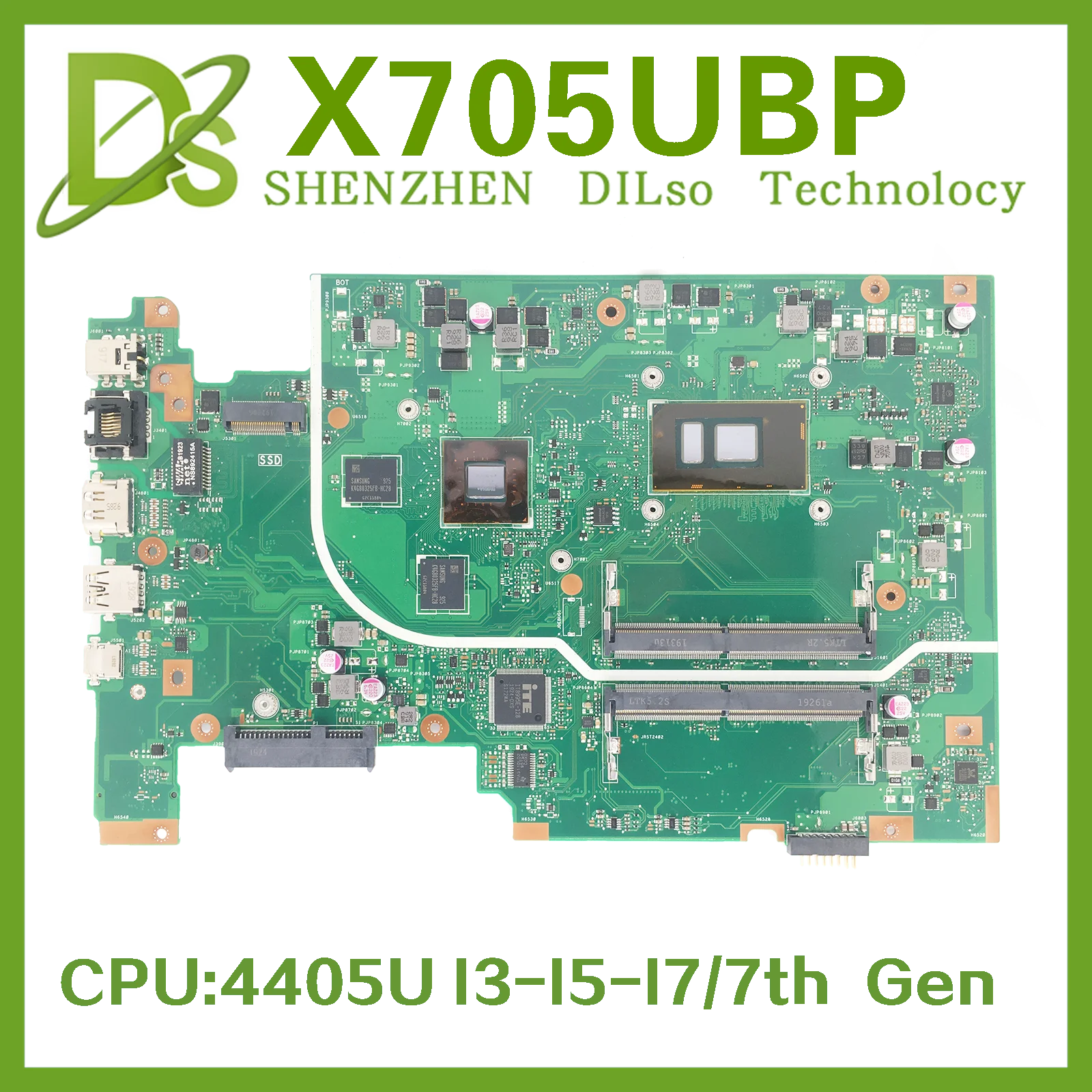 

KEFU X705UBP Mainboard For ASUS Vivobook 17 X705UB X705UVP Laptop Motherboard With 4405U I3-I5-I7/7th Gen CPU N16S-GMR-S-A2 GPU