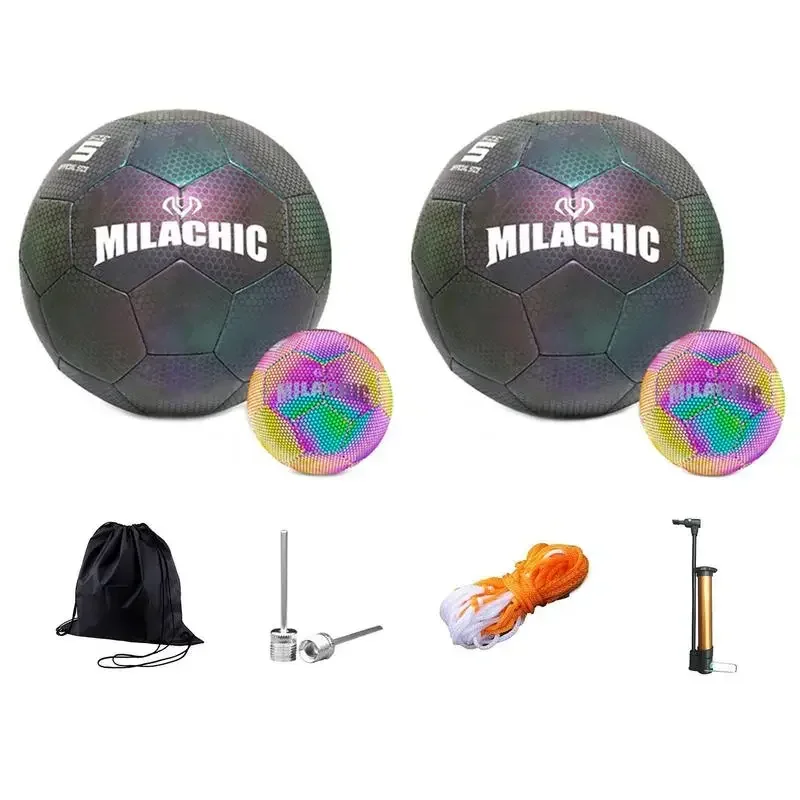 Luminous Reflective Football Size 4 5 PU Glowing Soccer Ball Standard Holographics Sport Entertainment For Kids Adults Practice
Luminous Reflective Football Size 4 5 PU Glowing Soccer Ball Standard Holographics Sport Entertainment For Kids Adults Practice