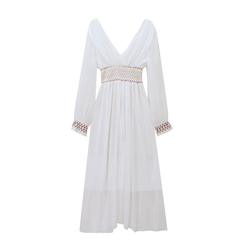 2023 Dress Female Holiday Style Bohemia Waist Retraction Bishop Sleeve V-Neck Grace Embroidery Free Shipping
2023 Dress Female Holiday Style Bohemia Waist Retraction Bishop Sleeve V-Neck Grace Embroidery Free Shipping