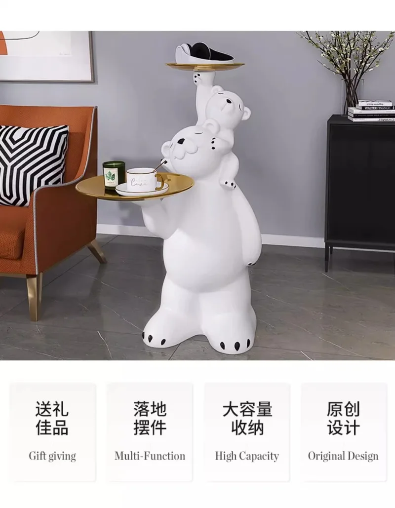 Trendy Fun Ins Style Tray Polar Bear Living Room Large Floor Standing Ornaments Home Decorations Illumination Statue Trendy Fun Ins Style Tray Polar Bear Living Room Large Floor Standing Ornaments Home Decorations Illumination Statue