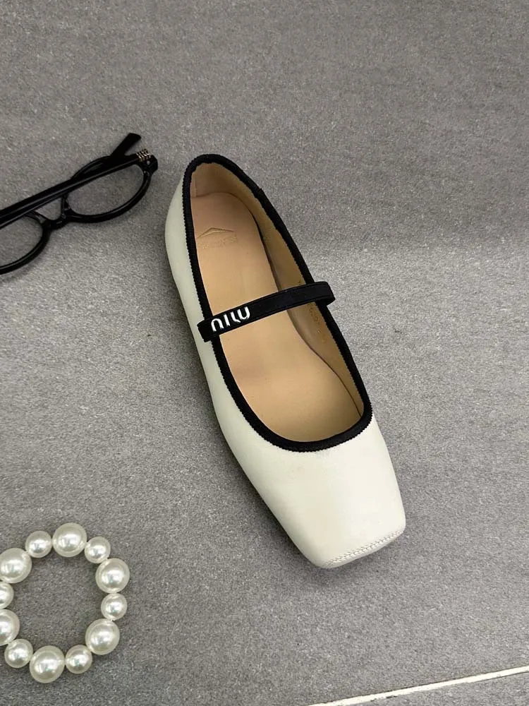 Women Ballet Flats Fashion Square Toe Pumps Female Mary Jane Shoes Soft Leather Slip-on Casual Shoes Office Lady Work Thin Shoes S1a22f4a4283742ab9e04e720aa8308c2x