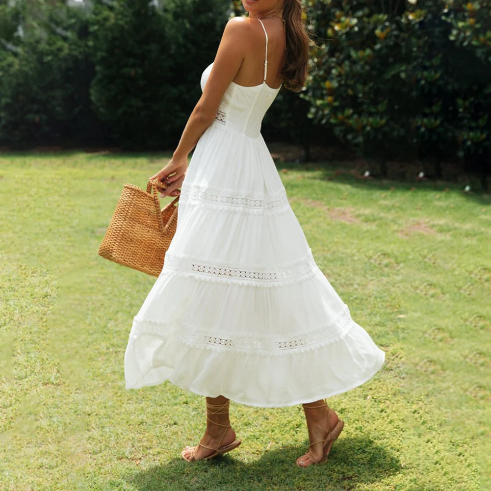 2023 New Suspender Dress Bohemian Style Spaghetti Strap Summer With Lace Stitching Large Swing Skirt Long Dress
2023 New Suspender Dress Bohemian Style Spaghetti Strap Summer With Lace Stitching Large Swing Skirt Long Dress