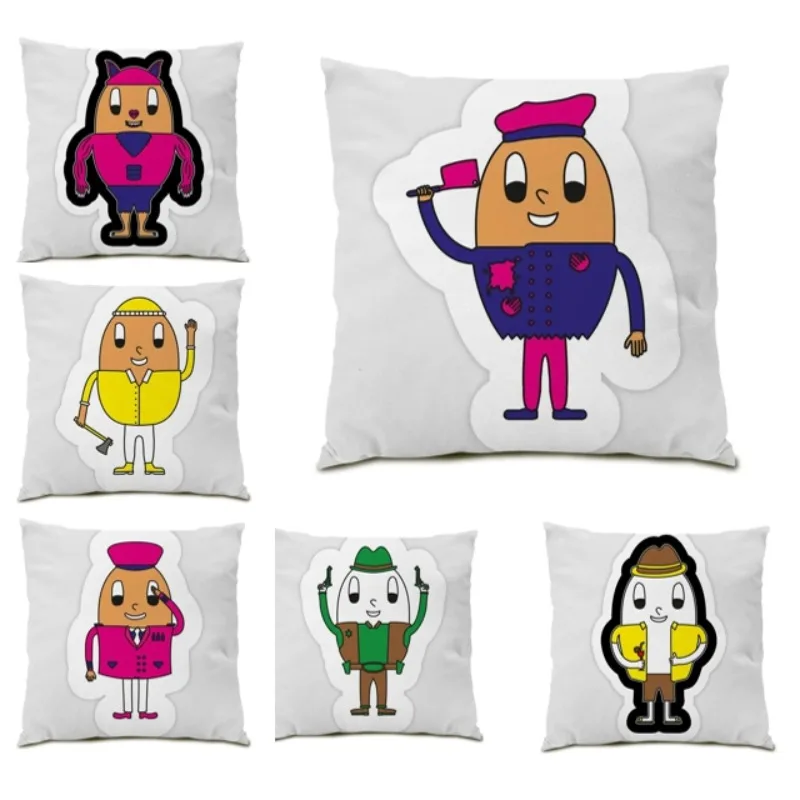 

Carton Egg Pillowcase Home Anime Pillow Cover Portrait Cushion Cover Cojines 45x45cm Cartoon Pillow Cute 2024 Hot Sale E0189