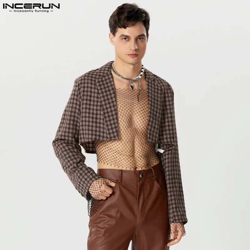INCERUN Men Blazer Plaid Lapel Long Sleeve Open Stitch Streetwear Casual Suits Autumn 2023 Personality Fashion Crop Coats S-5XL
INCERUN Men Blazer Plaid Lapel Long Sleeve Open Stitch Streetwear Casual Suits Autumn 2023 Personality Fashion Crop Coats S-5XL