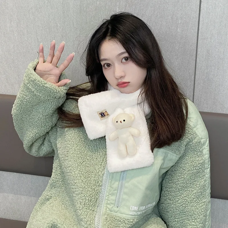 Korean Style Faux Fur Scarf Women Student Winter Cartoon Bear Warm Thickened Cross Plush Scarves Autumn Cute Girl Scarf New Gift
Korean Style Faux Fur Scarf Women Student Winter Cartoon Bear Warm Thickened Cross Plush Scarves Autumn Cute Girl Scarf New Gift