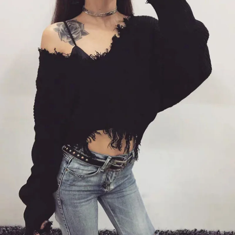 Distressed Women Sweater Autumn Winter Baggy Pullovers Off Shoulder Cropped Sweatshirt Bottom Tassel Fashion Plain Color Sweater
Distressed Women Sweater Autumn Winter Baggy Pullovers Off Shoulder Cropped Sweatshirt Bottom Tassel Fashion Plain Color Sweater