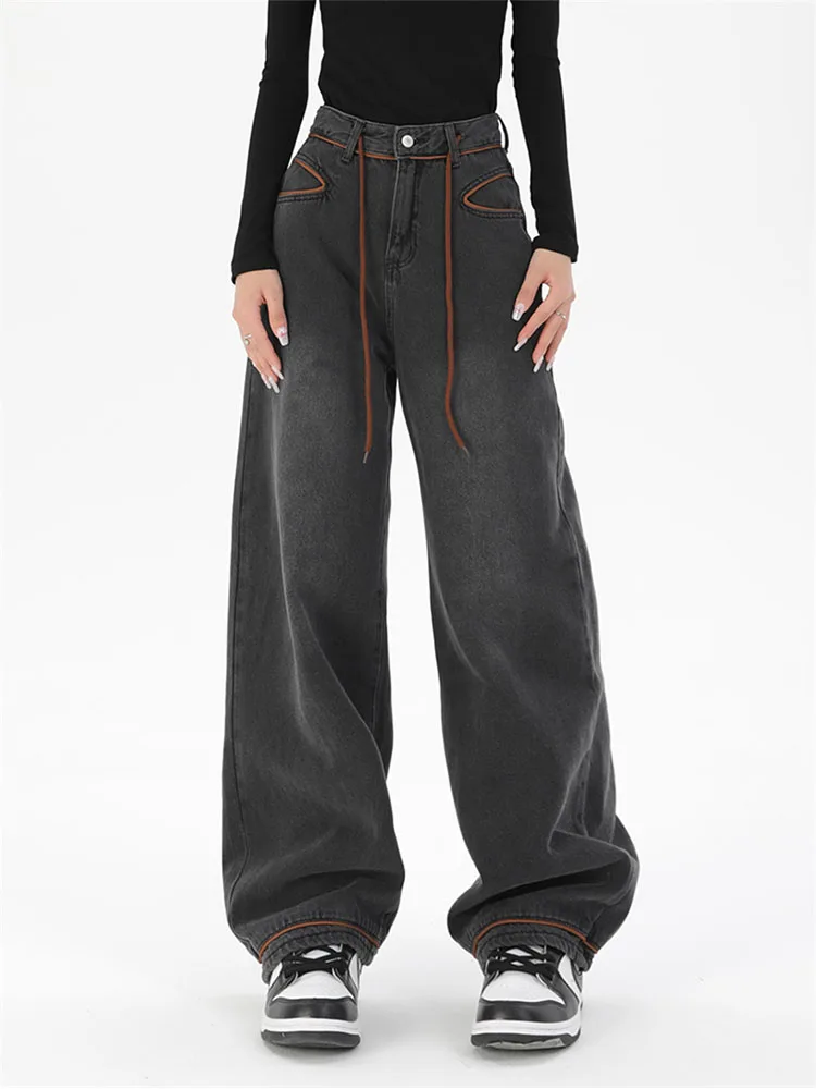 Women's Retro Straight High Waist Jeans Lace Up Loose Korean Style Casual Fashion Wide-Leg Draggle-Tail Trousers 2022 Autumn New
Women's Retro Straight High Waist Jeans Lace Up Loose Korean Style Casual Fashion Wide-Leg Draggle-Tail Trousers 2022 Autumn New