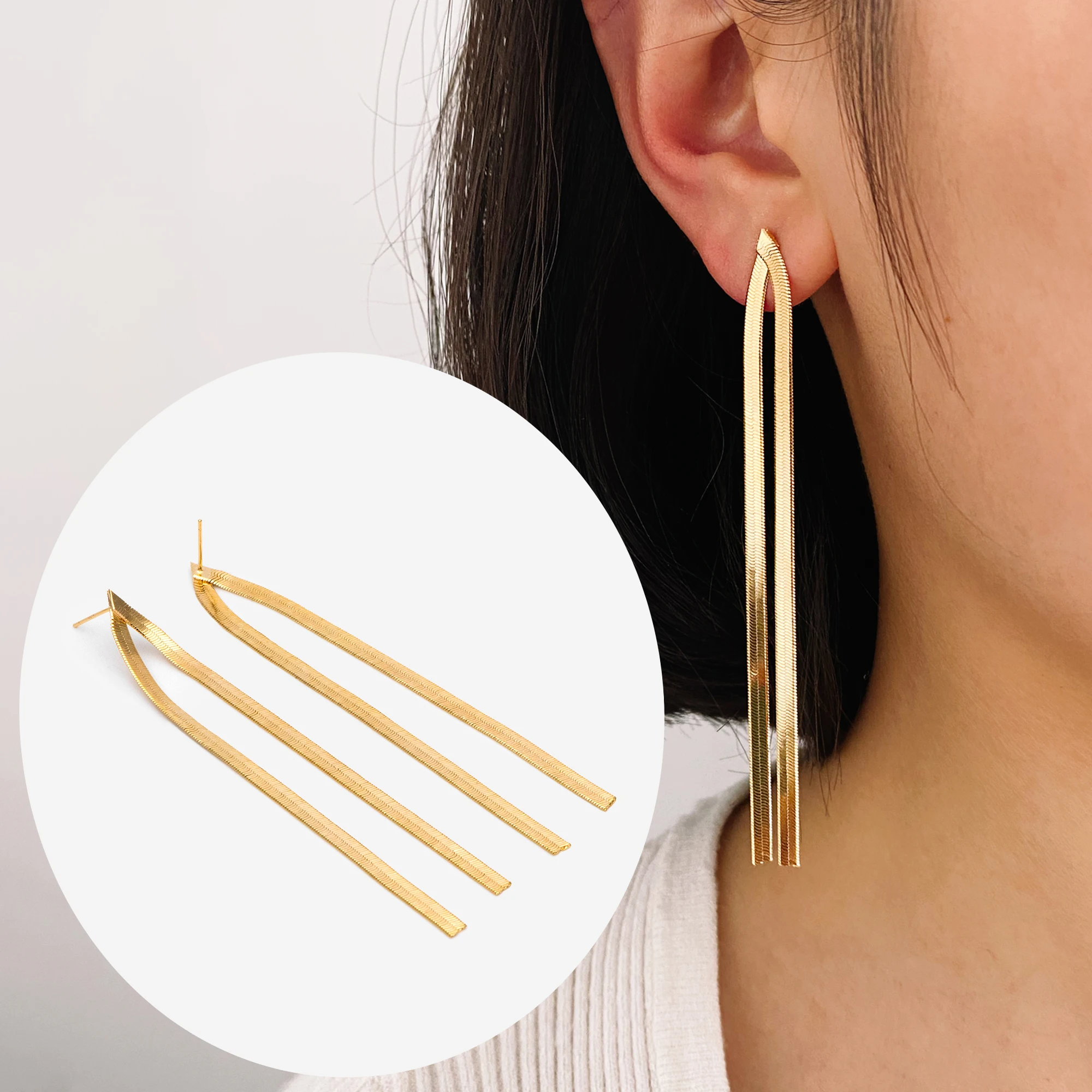 4pcs Snake Chain Earrings, Tassel Stud Earring, Dangling Earrings, Simple Long Earrings, Minimalist Earrings (GB-2809)
4pcs Snake Chain Earrings, Tassel Stud Earring, Dangling Earrings, Simple Long Earrings, Minimalist Earrings (GB-2809)