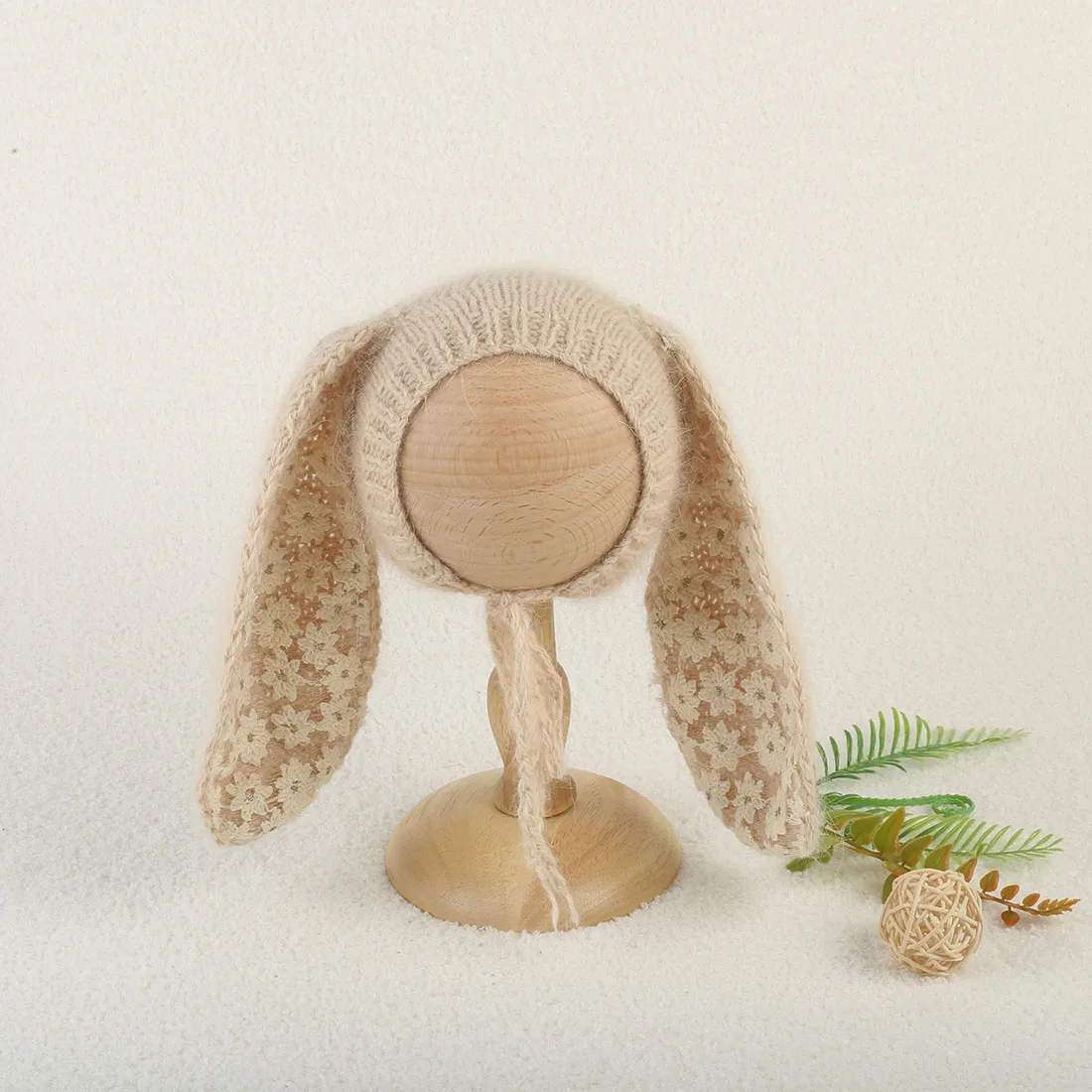 

Soft Knitted Stretch Angora Rabbit Bonnet With Big Ears Newborn Photography Props Jersey Crochet Fuzzy Animal Hat Photo Shoot