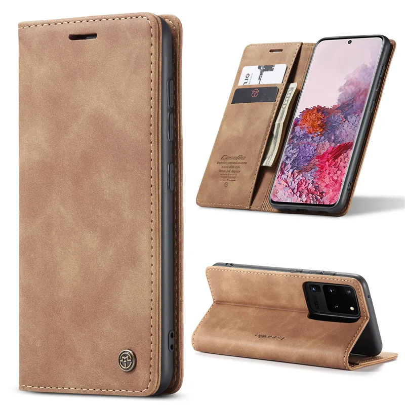 

CaseMe Pu Leather Flip Case For Samsung Galaxy S8 S9 Plus S10 5G S20 S21 FE S22 Ultra Retro Wallet Card Vintage Book Cover