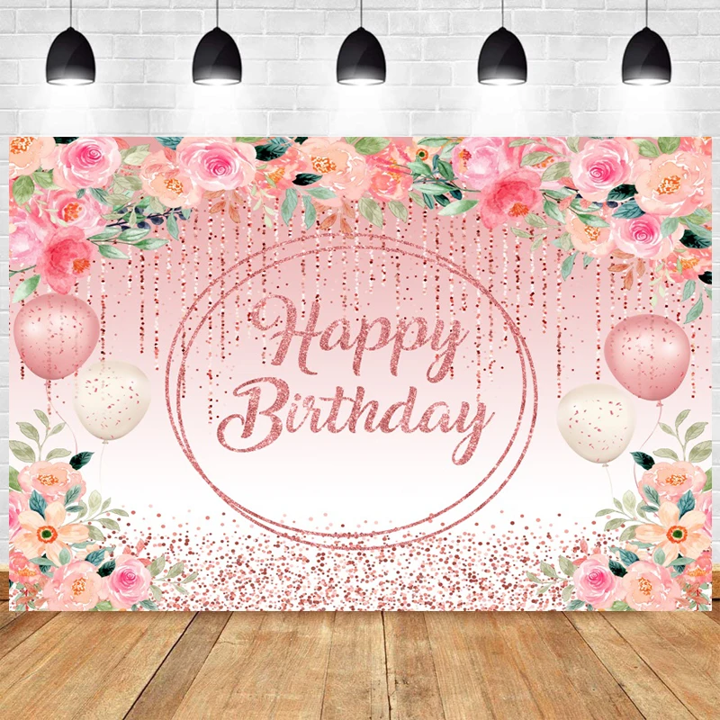 Pink Glitter Happy Birthday Party Backdrop Rose Balloon Girls Women Custom Flowers Photo Background Studio Decor Booths Banner
Pink Glitter Happy Birthday Party Backdrop Rose Balloon Girls Women Custom Flowers Photo Background Studio Decor Booths Banner