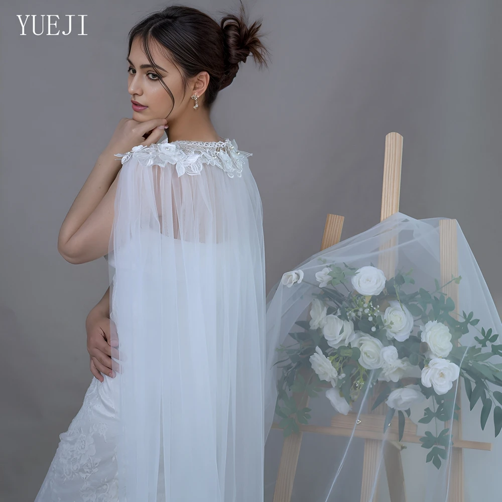 

YUEJI Bridal Long Shawl With Pearl Embellishment Vestido De Festa De Casamento Bolero Noiva De Casamento Luxuoso YJG18 customed