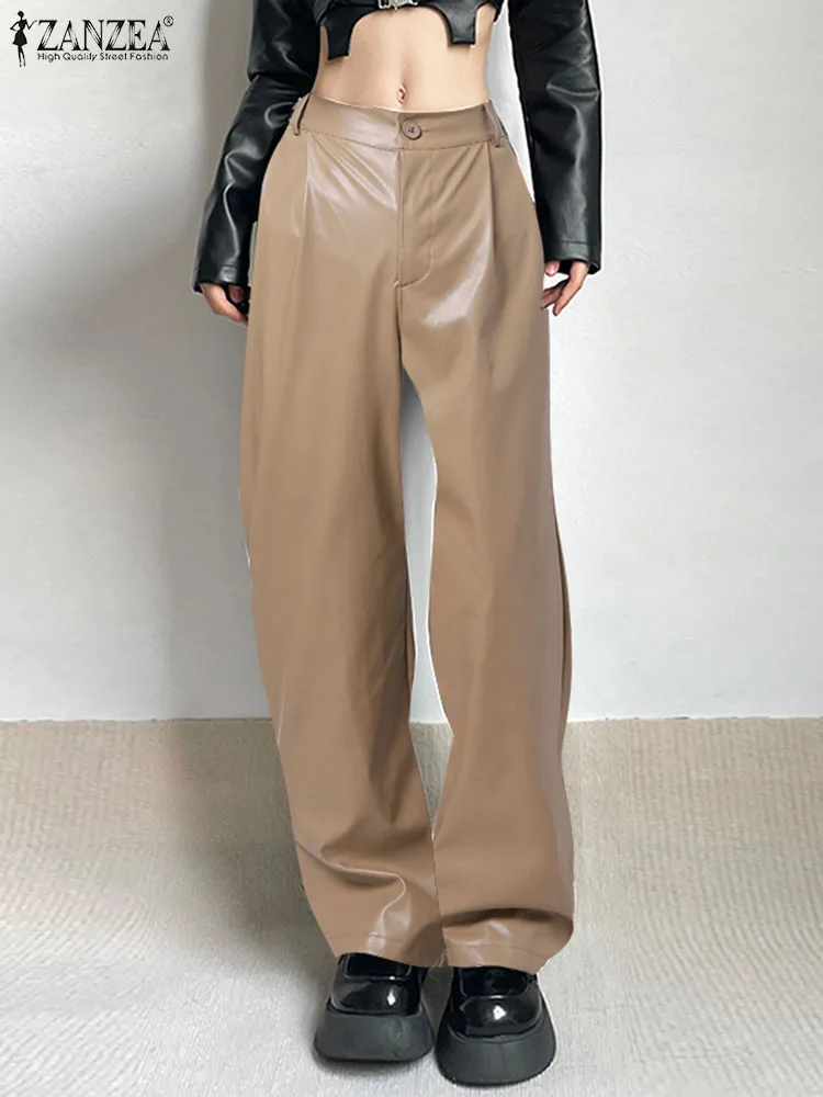 ZANZEA Fashion Women Long Trousers Streetwear PU Leather Pants 2023 Autumn Winter Solid Loose Pantalones Casual Wide Leg Pants
ZANZEA Fashion Women Long Trousers Streetwear PU Leather Pants 2023 Autumn Winter Solid Loose Pantalones Casual Wide Leg Pants