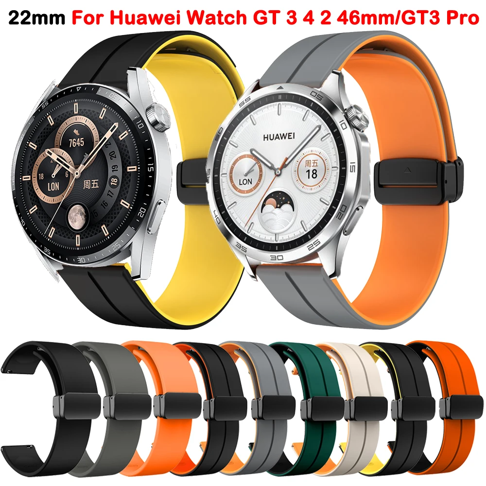 

Ремешок силиконовый для Huawei Watch GT 4 2 3 46 мм/GT2 Pro/GT4/GT3 Pro/Honor Magic2 46 мм, браслет с магнитной застежкой для Huawei Watch 4 Pro, 22 мм