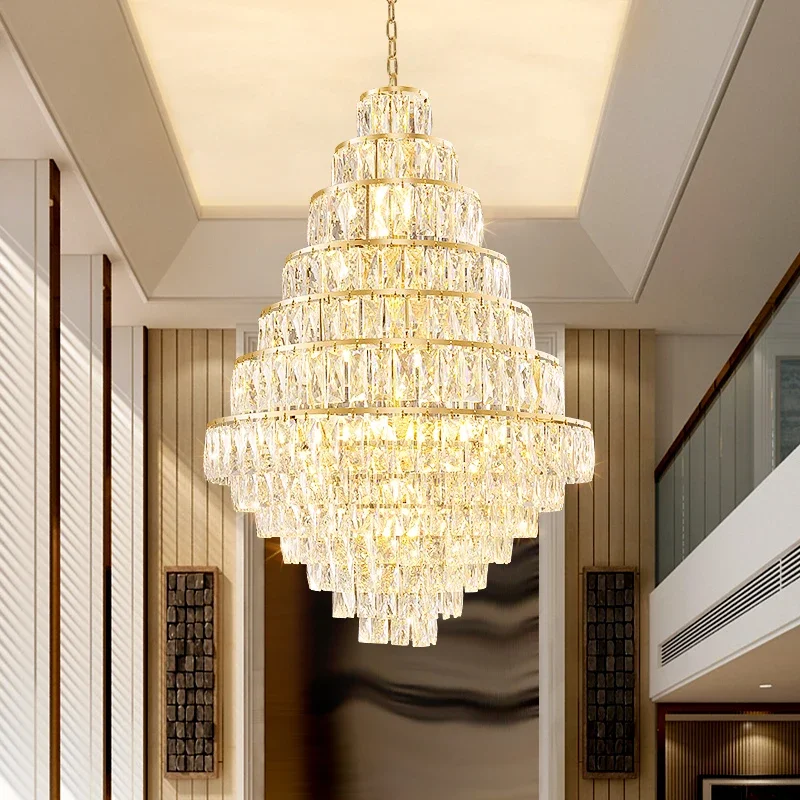 

Large Big Stair Long Spiral Crystal Hanging Chandeliers Bedroom Dining Table Living Room Home Decoration Lamps Pendant Lights