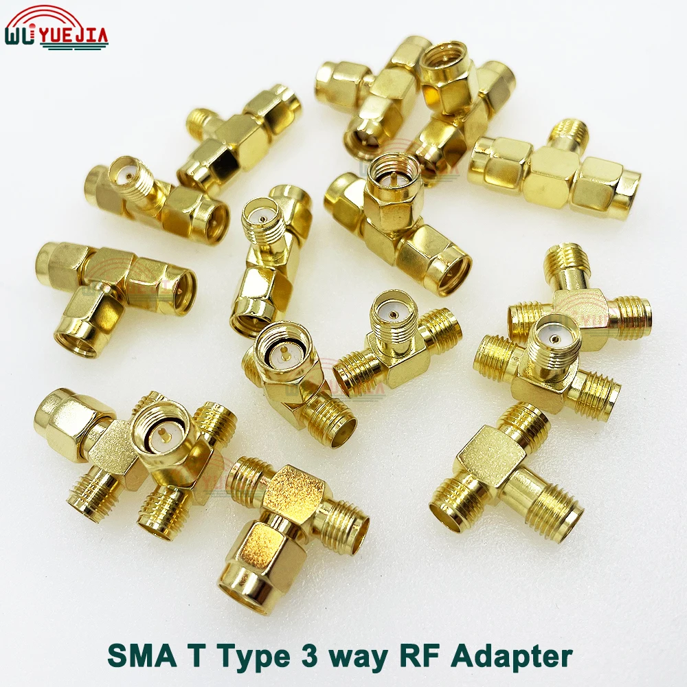 

10pcs/Lot SMA T Type RF Adapter SMA Male Plug to 2 Dual SMA Female Jack 3 Way SMA RF Coaxial Connector 50ohm Gold Plated Brass
