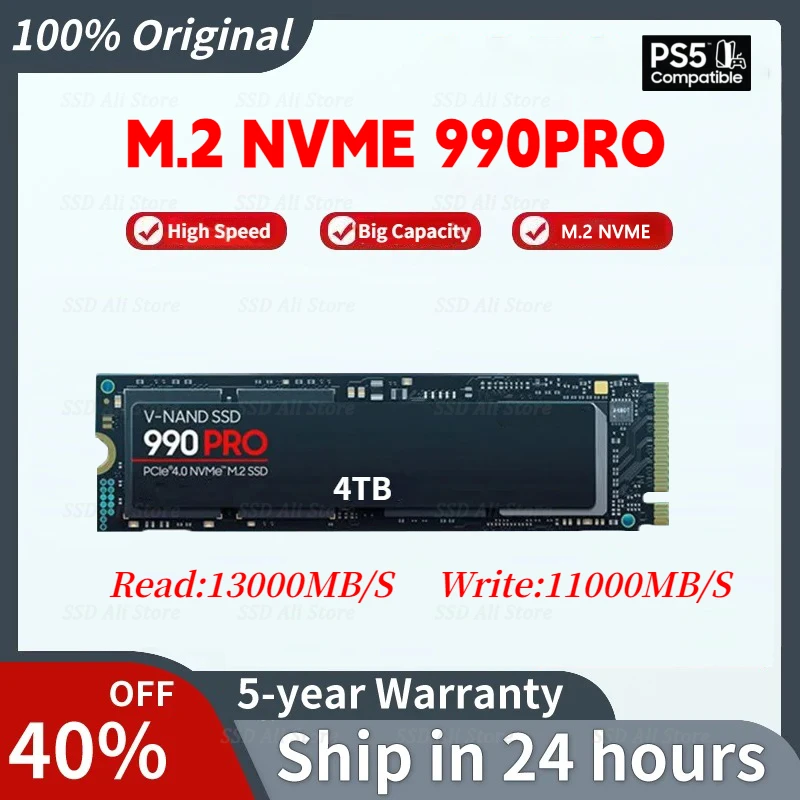 New 990PRO 8TB 4TB 2TB 1TB SSD Internal Solid State Disk M2 2280 PCIe Gen 4.0 X 4 NVMe for PlayStation 5/PS5/Laptop
New 990PRO 8TB 4TB 2TB 1TB SSD Internal Solid State Disk M2 2280 PCIe Gen 4.0 X 4 NVMe for PlayStation 5/PS5/Laptop