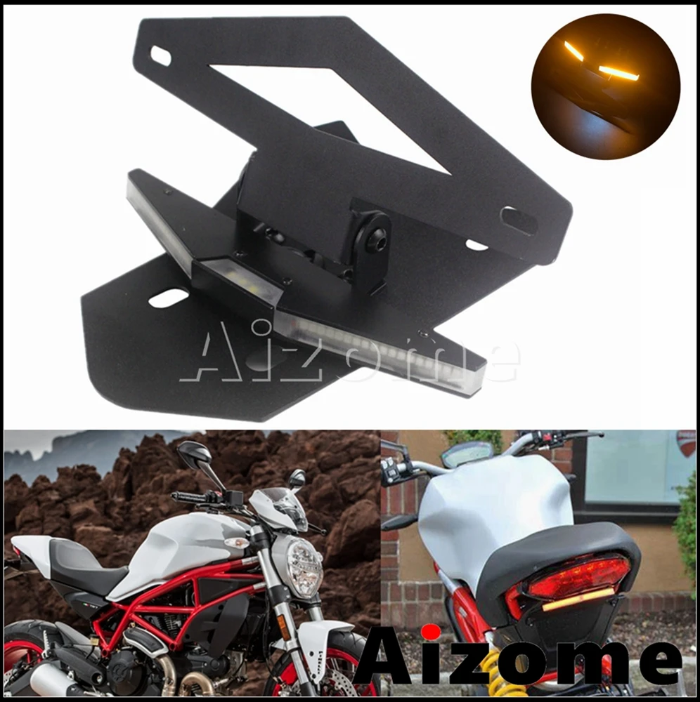 

Motorcycle LED Turn Signal License Plate Holder Bracket Fender Eliminator For Ducati Monster 797 Plus SuperSport 939 S 2017-2019