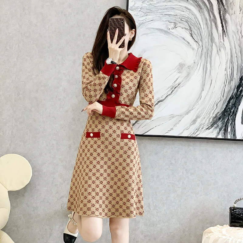 #1020 High Waisted Plaid Knitted A-line Dress Peter Pan Collar Buttons Ruffles Office Sweater Dress Women Vintage Short Vestidos
#1020 High Waisted Plaid Knitted A-line Dress Peter Pan Collar Buttons Ruffles Office Sweater Dress Women Vintage Short Vestidos