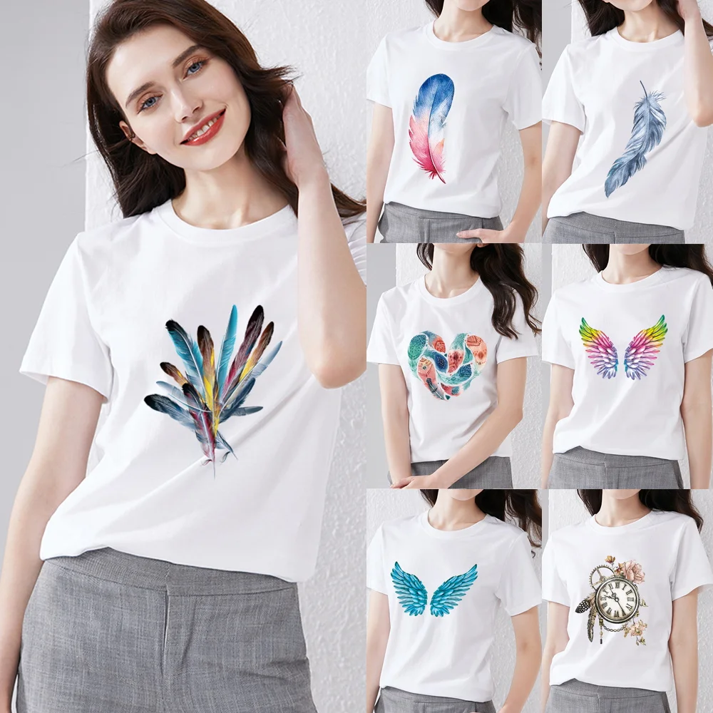 Summer Feather Printed Short Sleeve Women Sport T Shirt Fitness Top Running Tee Breathable Sportswear O-neck Pullover Clothes
Summer Feather Printed Short Sleeve Women Sport T Shirt Fitness Top Running Tee Breathable Sportswear O-neck Pullover Clothes
