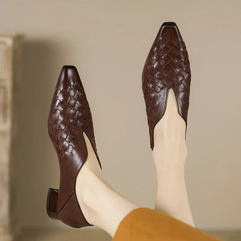 Женские офисные туфли-лодочки Phoentin в стиле ретро на среднем каблуке, элегантные женские лоферы из натуральной кожи без застежек, модель 42 FT2917 
Женские офисные туфли-лодочки Phoentin в стиле ретро на среднем каблуке, элегантные женские лоферы из натуральной кожи без застежек, модель 42 FT2917