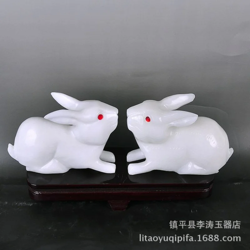 

Прямая продажа с фабрики, искусственный нефрит, китайский знак зодиака, кролик, Нефритовый заяц, украшение, белый Кристальный Прозрачный декор
