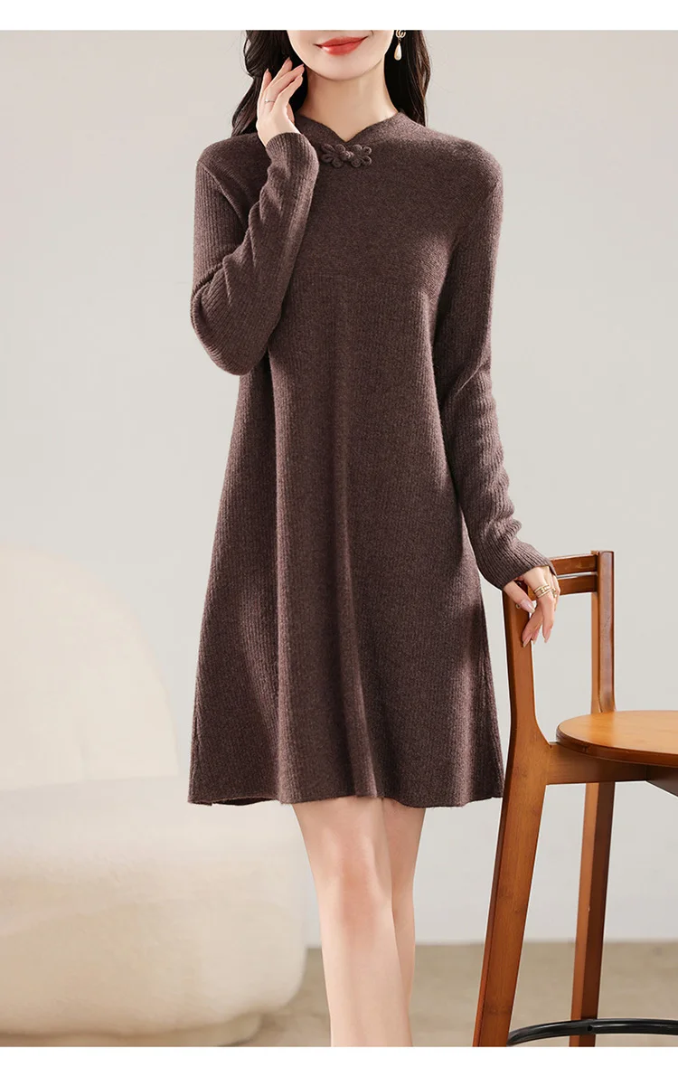 فستان نسائي طويل محبوك ، صوف ميرينو ، فستان تنحيف ، الأكثر مبيعًا في الشتاء والخريف ، جديد فستان نسائي طويل محبوك ، صوف ميرينو ، فستان تنحيف ، الأكثر مبيعًا في الشتاء والخريف ، جديد