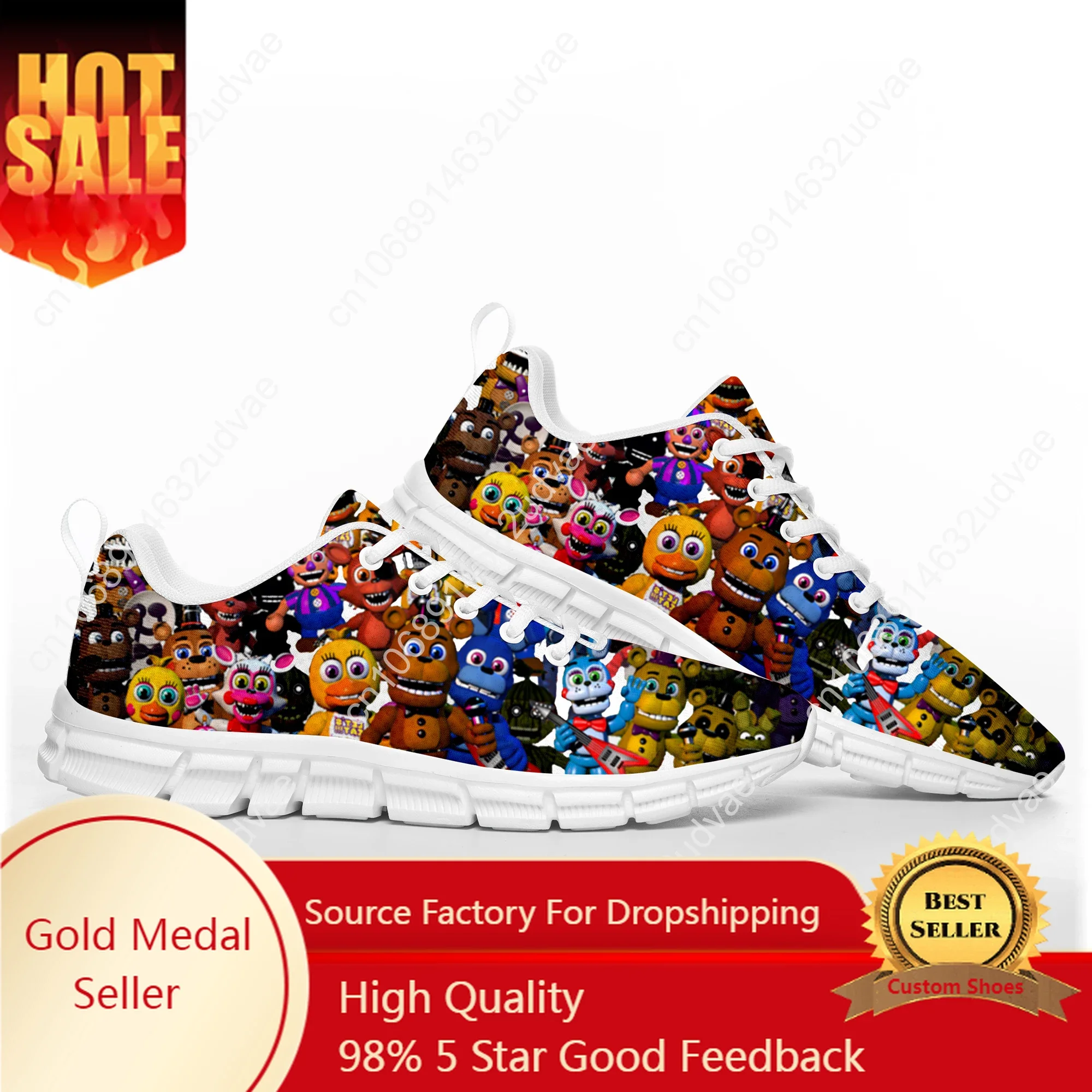 

Fnaf F-Freddy Anime At Game N-Nights Cartoon F-Five Sports Shoes Mens Womens Teenager Kids Children Sneakers Custom Couple Shoe