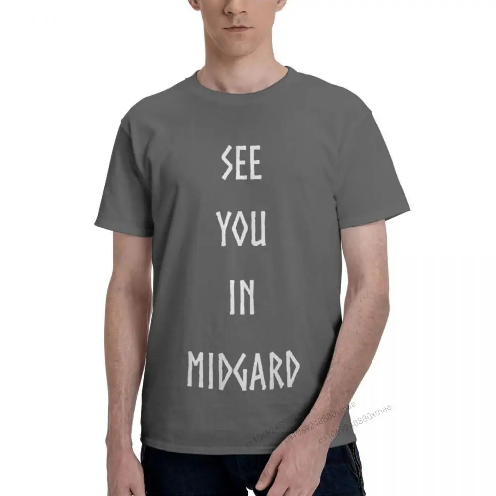 See You In Midgard Essential T-Shirt Men Vintage Tees Short Sleeve Round Collar T-Shirt Pure Cotton Original Clothing
See You In Midgard Essential T-Shirt Men Vintage Tees Short Sleeve Round Collar T-Shirt Pure Cotton Original Clothing