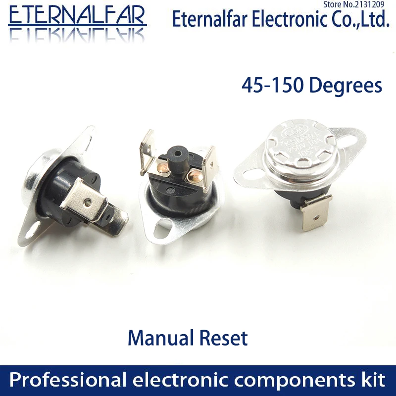 KSD301 10A 80C 85C 90C 95C 100C 105C 110C Celsius Manual Reset Thermostat Normally Closed Temperature Switch Temperature Control
KSD301 10A 80C 85C 90C 95C 100C 105C 110C Celsius Manual Reset Thermostat Normally Closed Temperature Switch Temperature Control
