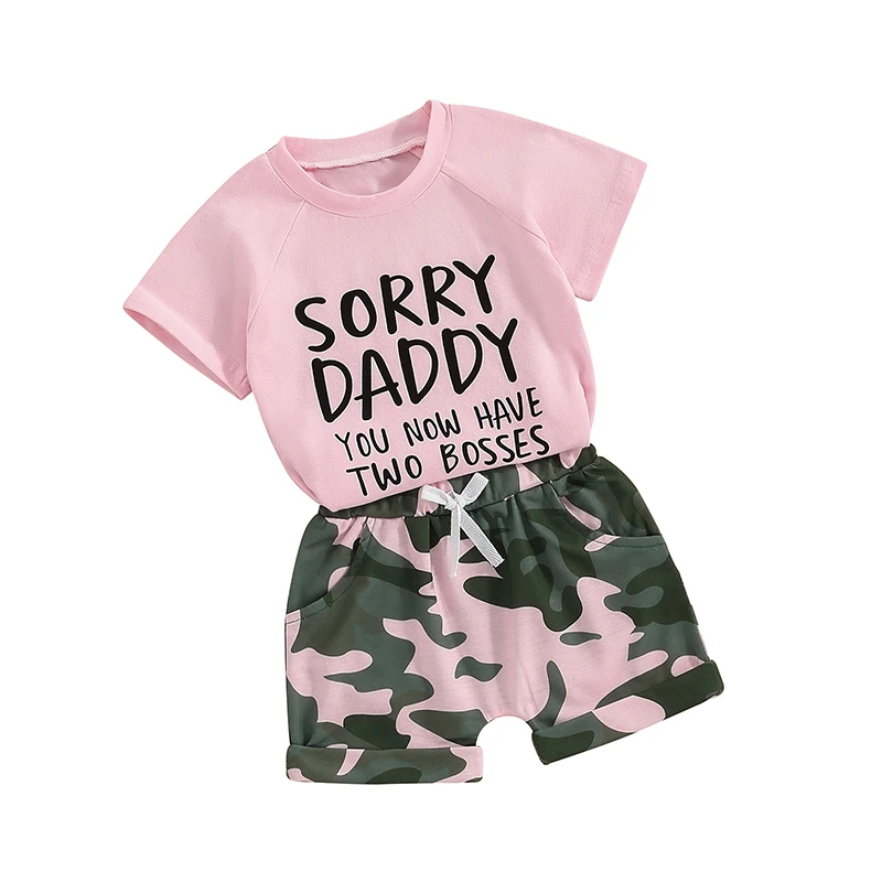 Mandizy Toddler Baby Girl Summer Clothes 2T 3T 4T 5T Kids Girl Short Sleeve Letter Print Shirt Tops Camo Shorts Set Outfit
Mandizy Toddler Baby Girl Summer Clothes 2T 3T 4T 5T Kids Girl Short Sleeve Letter Print Shirt Tops Camo Shorts Set Outfit