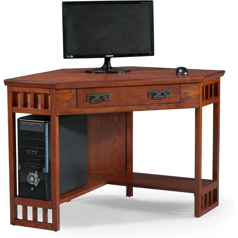 

e SINCE 1910 Corner Computer and Writing Desk, Mission Oak Finish, FURNITURE