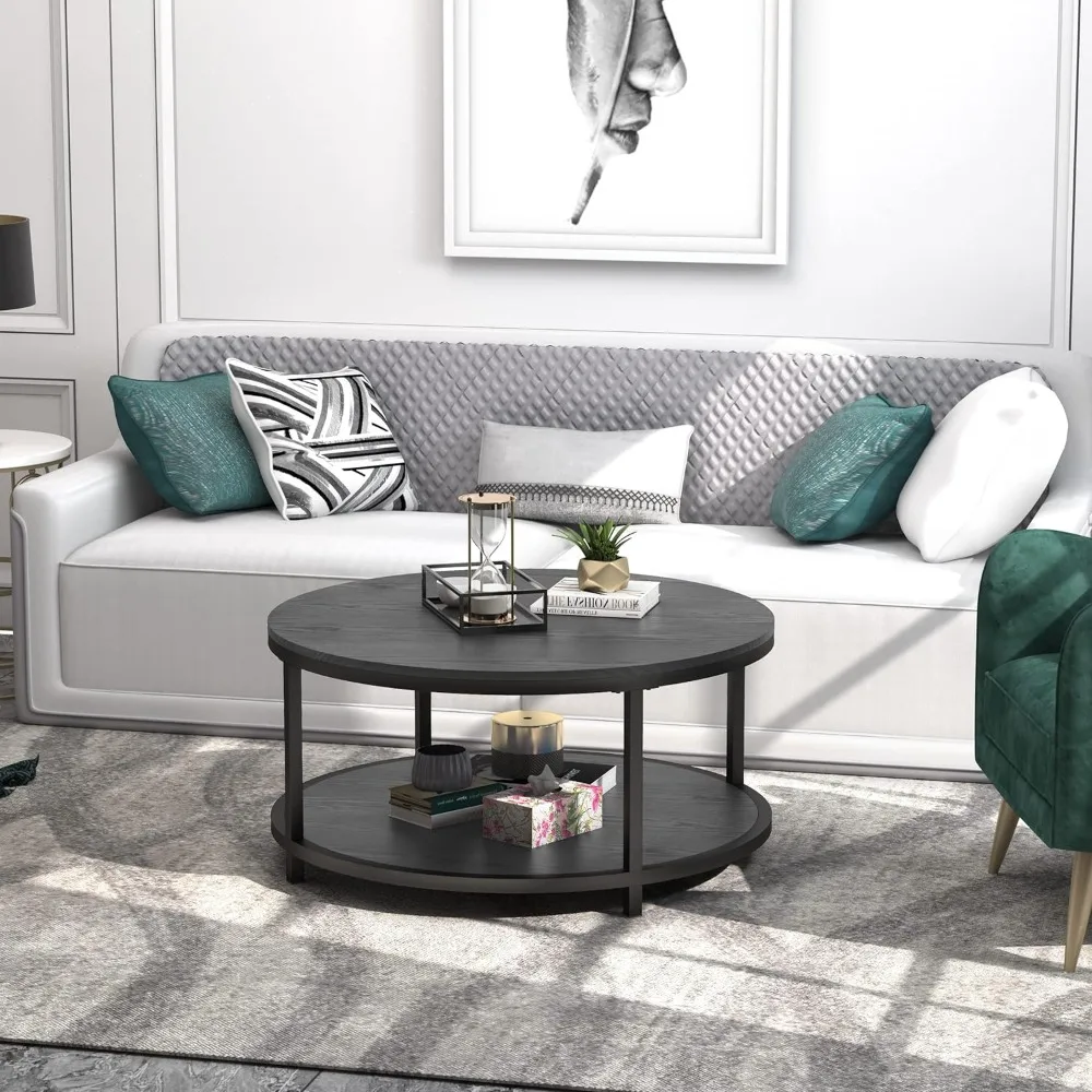 Coffee Table Round35.8" With Storage Shelf And Sturdy Metal Legs, Coffee Table
Coffee Table Round35.8" With Storage Shelf And Sturdy Metal Legs, Coffee Table