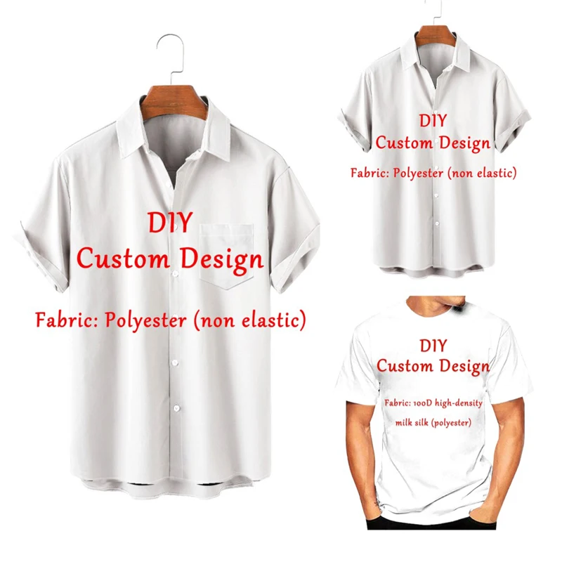 

Customized Men's Shirts Summer Hawaiian Short Sleeve Women 3D Custom Design Tops T-shirt Factory Outlet Oversize Anime Cosplay