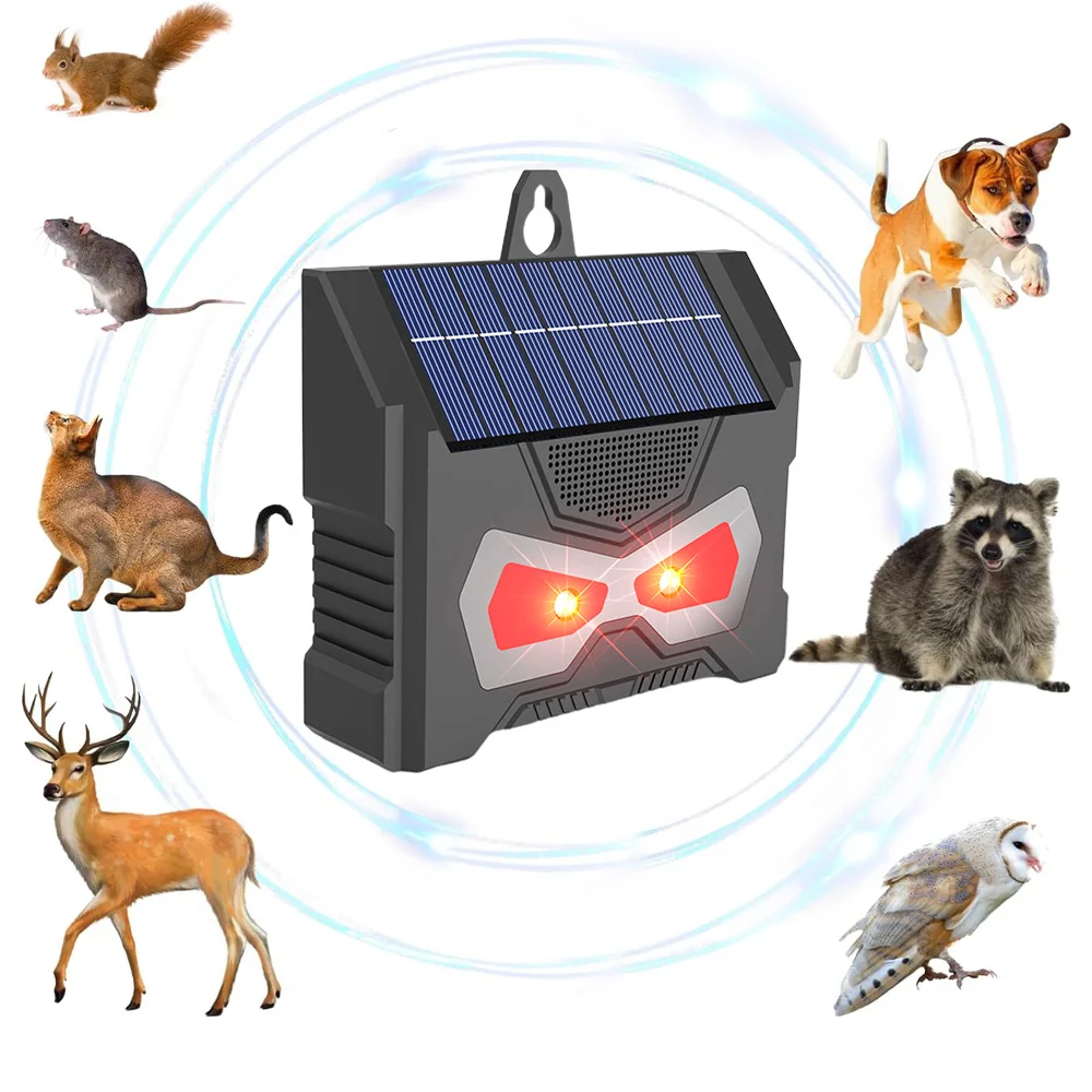 Solar Animal Repellent Tool Waterproof Ultrasonic Raccoon Repeller with LED Flash Lamp
Solar Animal Repellent Tool Waterproof Ultrasonic Raccoon Repeller with LED Flash Lamp