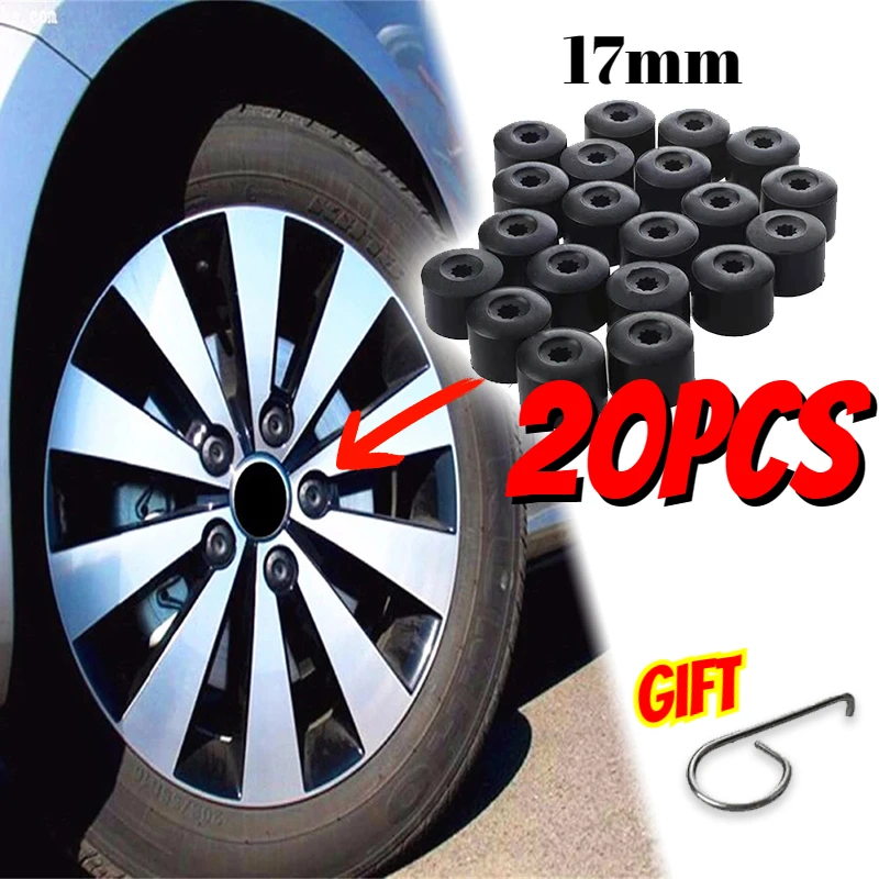 

17mm Car Wheel Cover Hub Nut Bolt Covers Cap Protection Covers Caps Anti-Rust Auto Hub Screw Cover Auto Exterior Accessories