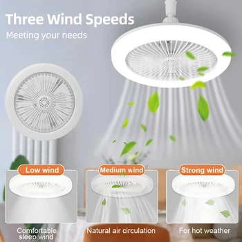 XIAOMI E27 Ceiling Fans For Bedroom Living Room With Timing Remote Control and Light LED Lamp Fan Converter Base Smart Silent