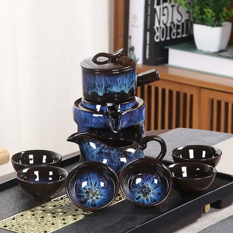 

Набор из 8 полуавтоматических чайных комплектов, китайский керамический чайный набор из фиолетовой глины, чайная чашка, набор чайников кунг-фу