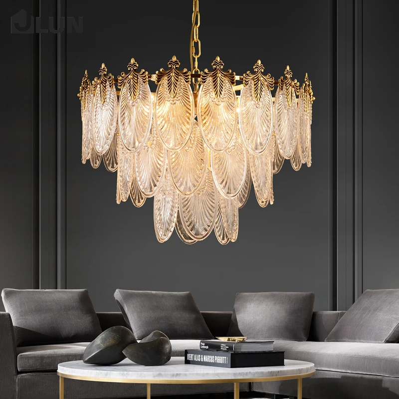 

Leaf postmodern light luxury chandelier copper high grade atmosphere bedroom living room villa simple designer Chandelier