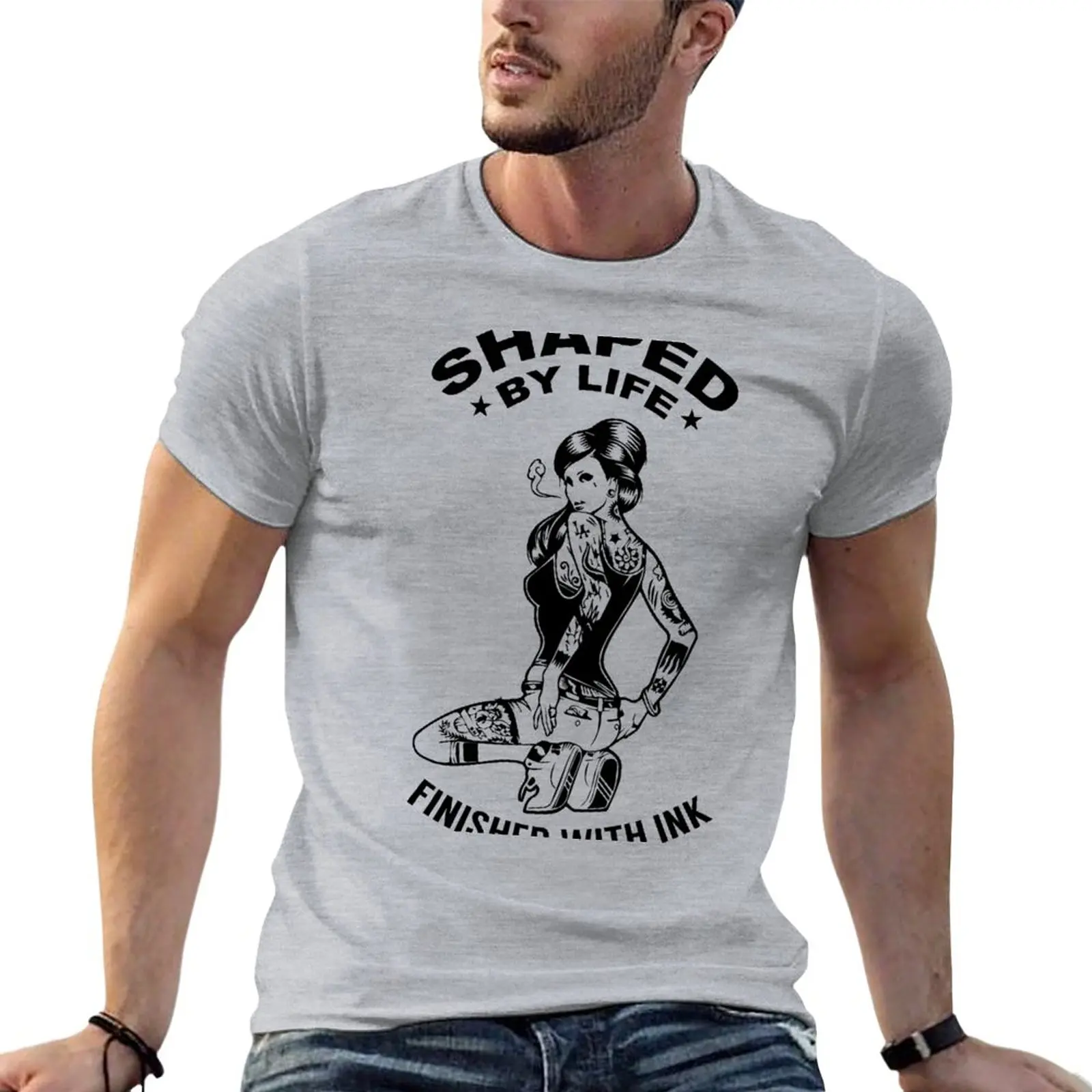 

Shaped By Life - Finished With Ink Shirt Tattoo T-Shirt boys whites cute clothes sweat shirts Men's cotton t-shirt