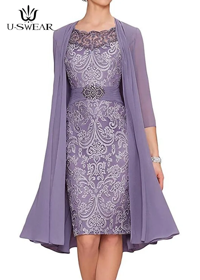 Mother of The Bride Dresses with Jacket Chiffon Lace Appliques Beaded Short Wedding Party Dress Mother Dress for Wedding
Mother of The Bride Dresses with Jacket Chiffon Lace Appliques Beaded Short Wedding Party Dress Mother Dress for Wedding