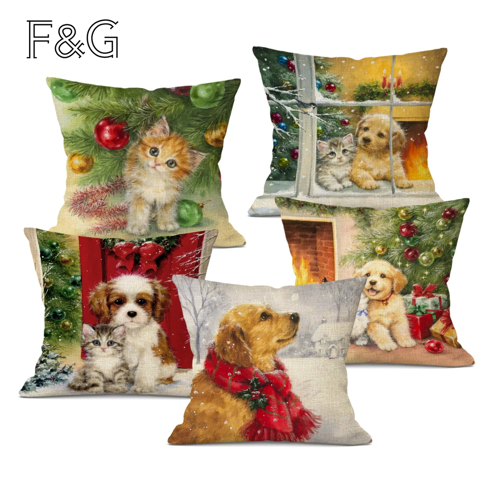 Pets Printed Christmas Pillow Cases Cats Dogs Cushion Cover Christmas Decorative Gifts Square Linen Throw Pillowcase
Pets Printed Christmas Pillow Cases Cats Dogs Cushion Cover Christmas Decorative Gifts Square Linen Throw Pillowcase