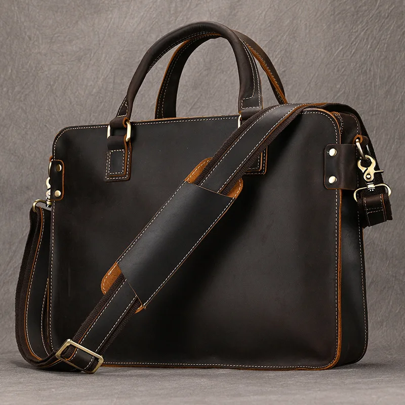 Vintage Crazy Horse Leather Men's Briefcase Business Handbag Large Capacity Male Shoulder Messenger Bag Fashion 14 "Laptop Bag B
Vintage Crazy Horse Leather Men's Briefcase Business Handbag Large Capacity Male Shoulder Messenger Bag Fashion 14 "Laptop Bag B