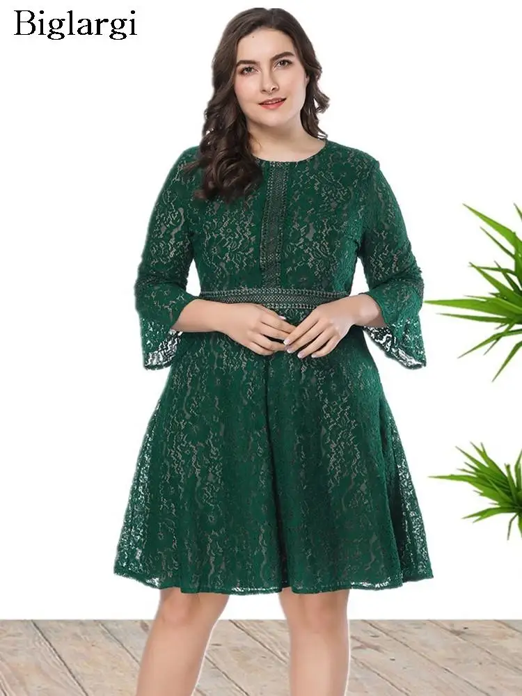 Plus Size Summer Lace Midi Dress Women Hollow Out Pleated Ladies Dresses Casual Loose Fashion Woman Dress 2023
Plus Size Summer Lace Midi Dress Women Hollow Out Pleated Ladies Dresses Casual Loose Fashion Woman Dress 2023