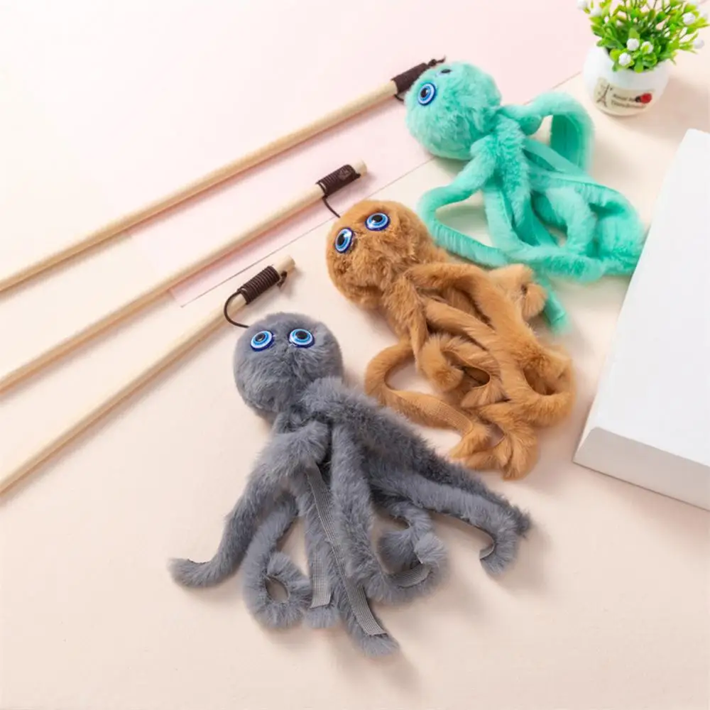 

High-quality Metal Materials Safe Funny Cat Stick More Fun And Interaction No Harmful Cat Toy Octopus With Feather 40cm Cat