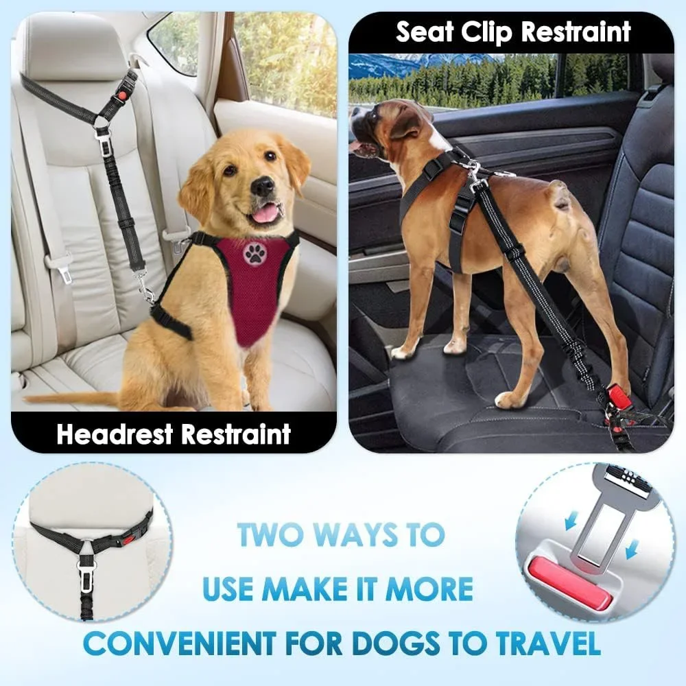 

Pet for 3-in-1 Durable Belt Secures Adjustable Headrest Seat Dog Leash Supplies To Restraint Bungee Reflective Car Harness