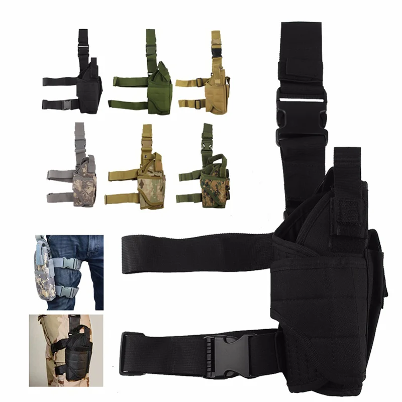 

Drop Leg Holster Tactical Thigh Pistol Gun Holster Right Hand Adjustable Nylon Tactical MOLLE Drop Leg Holster for Hunting