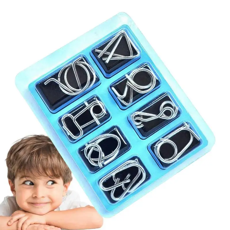 

Brain Teasers Metal Puzzles For Kids & Adult Brain Teaser IQ Test Disentanglemen Iron Link Unlock Interlock Game Metal Wire